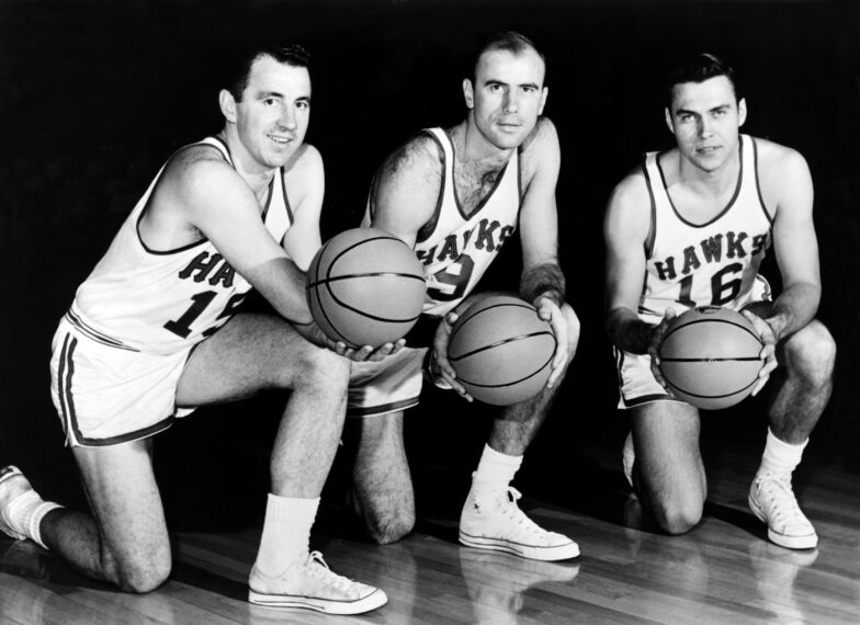 Bob Pettit with Bill Guerin and Richie Guerin